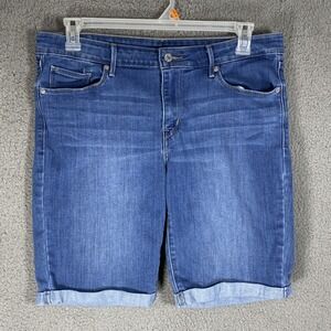 Levi's Jean Shorts Size 31 Womens Bermuda Cuffed Mid Rise Medium Wash Blue Denim